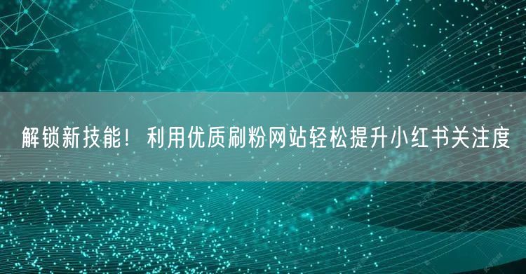解锁新技能！利用优质刷粉网站轻松提升小红书关注度